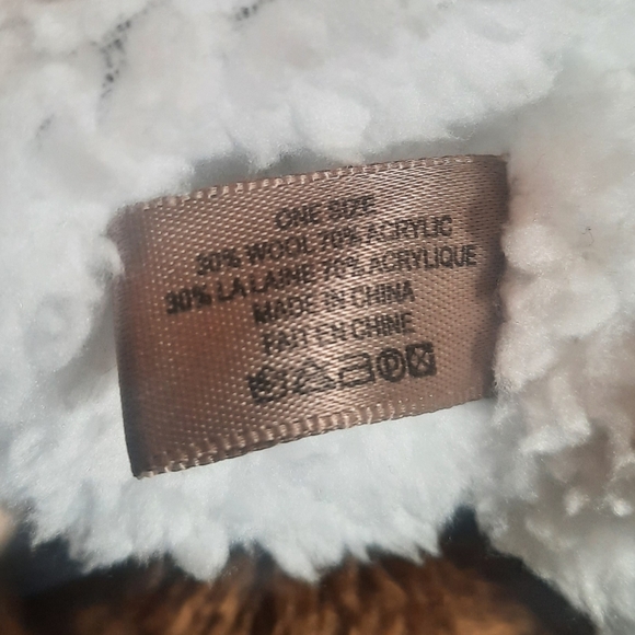 Look Slippers Wool Blend Brown Cable Knit Grippy One Size Christmas Winter - Picture 10 of 11